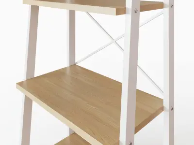 Shelving in white metal and oak wood Free low-poly 3D model