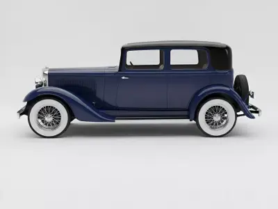 Elegant Vintage Dark Blue Sedan Low-poly 3D model