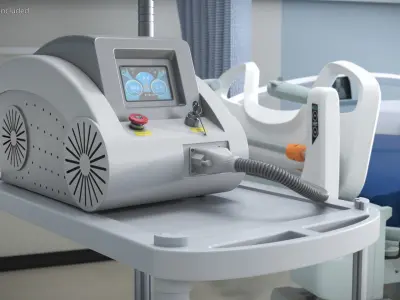 F-Beauty Tattoo Removal Laser Grey on Medical Cart 3D model