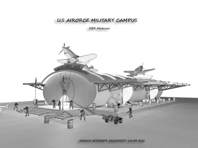 military  Air Force  hangar cafe museum  3D model