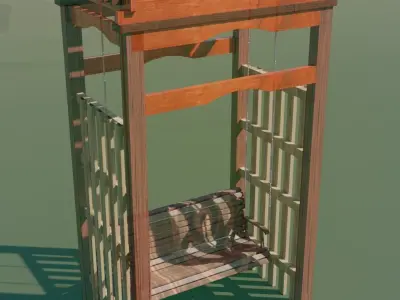 wooden swing bench 3D model