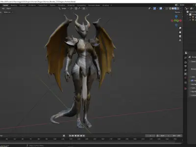 Dragon Woman Low-poly 3D model