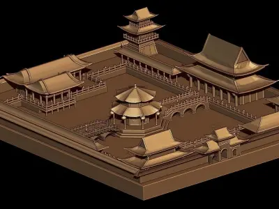 Chinese Tang Palace Low-poly 3D model
