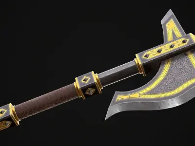 Fantasy Axe 1A Low-poly 3D model