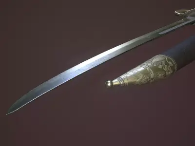 Pirates Cutlass Sword And Sheaf Free 3D model