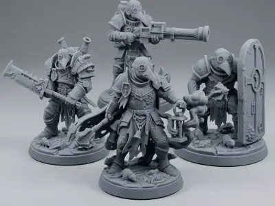 Grimdark Plague Squad Bundle - 8 Pre-Supported 32mm STLs 3D print model