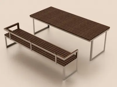 Garden Chair and table 3D model