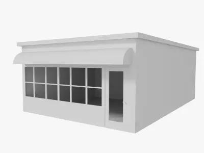 Store building with windows 3D model