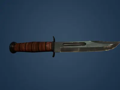 Ka-Bar Military Knife 3D Model Game Ready Low-poly 3D model