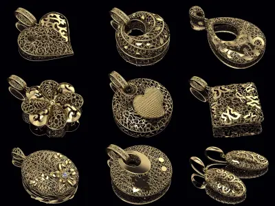 Set of Ultra Vision Ring Pendant Collection 30 models 3D print model