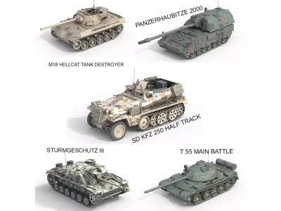 5 Military Vehicles Collection v26 Low-poly 3D model