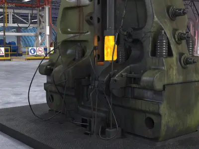 Pneumatic Forging Hammer Machine Old 3D model