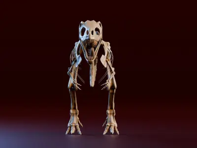 Realistic Ancient Reptilians Fossil - Tyranosaurus Low-poly 3D model