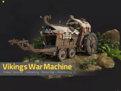 Vikings War Machine - Tutorial and Asset Low-poly 3D model