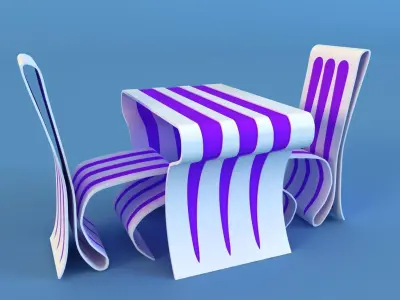 Modern table and chair 3D model