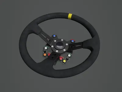 Steering Wheel 01 - Variation C - Black Stiches Low-poly 3D model