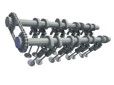 Camshaft and Engine Valves 3D model