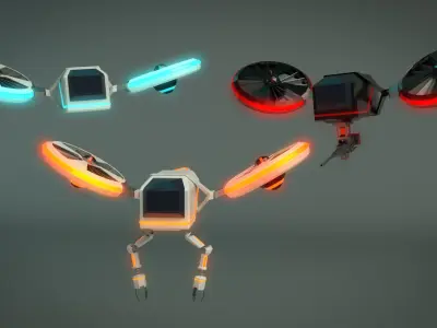 Low Poly Drone 01 Low-poly 3D model