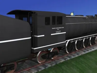 RR 2-8-4 Steam Locomotive 3D model
