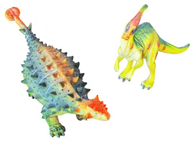 Two Toys Dinosaurs Parasaurolophus and Euplocephalus 3D model