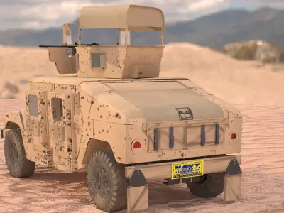 Armored Humvee with chicken basket Low-poly 3D model