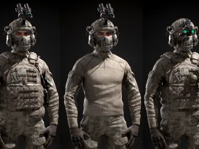 US SOF Soldier Low-poly 3D model