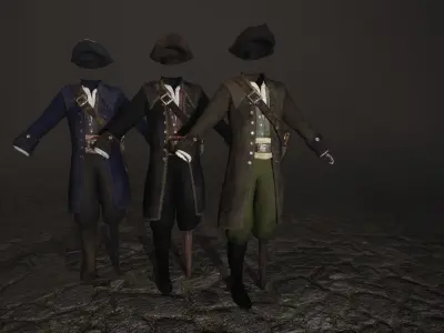 Pirate Captain Clothing Low-poly 3D model