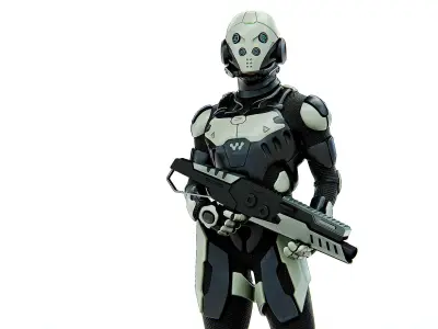 MECHA SOLDIER-A  Rigged for Unreal Engine - Unity - MIXAMO 3D model