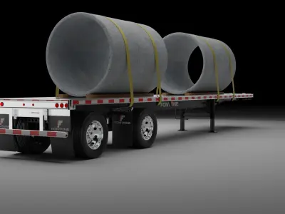  Flatbed Trailer Fontaine 3D model