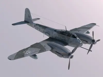 Me-410A1-U4 old war plane flying in sky 3D model