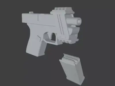 Glock 19 3D model Blender Low-poly 3D model