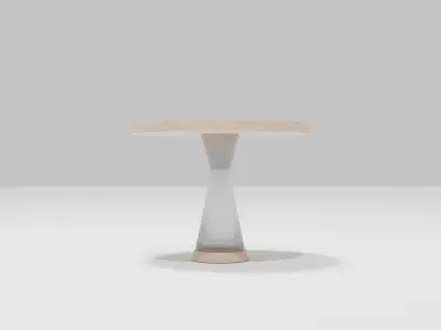 Modern Coffee Table  Wood and Gray Glass  Single Leg Design Free 3D model