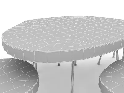 Wood Table Chair Furniture 02 Low-poly 3D model