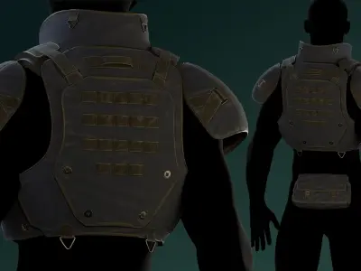 Military Bulletproof Vest Low-poly 3D model