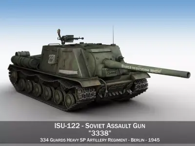 ISU-122 - 3338 - Soviet heavy self-propelled gun 3D model