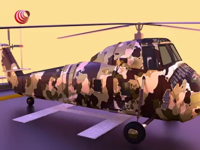 Military helicopter 3D model Low-poly 3D model