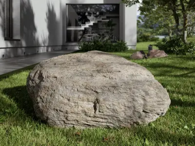  Cool Toned Brush Stroke Large Rock Boulder Model 