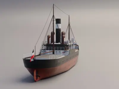  Karlsruhe 1905 german cargo steamer ship 3D model