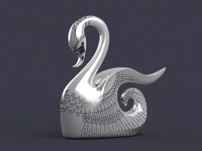 swan birds art sculptures beak sky flying sparrow  3D model