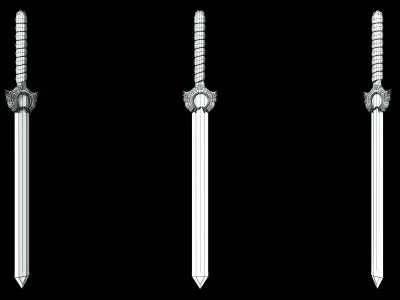 PBR - Big Sword Game-Ready Low-poly 3D model