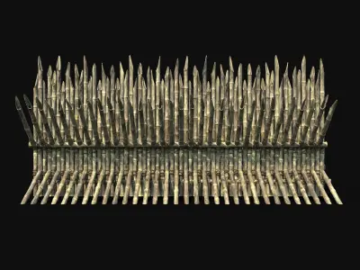 BAMBOO PALISADE WALLS FENCE SURVIVAL FORT GUARD CONSTRUCTION AAA Free low-poly 3D model