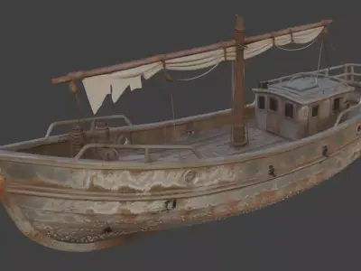 Old Weathered Scratched Fishing Boat 3D Model 3D model