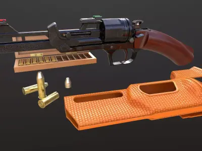 Concept Design Revolver Anesthesia Bluing with Accessories Low-poly 3D model