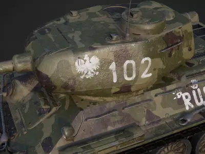 T-34-85 Game Ready Low-poly 3D model