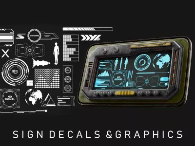 280 SCIFI Sign Decals And Graphics - Vol2 and Tutorial Texture