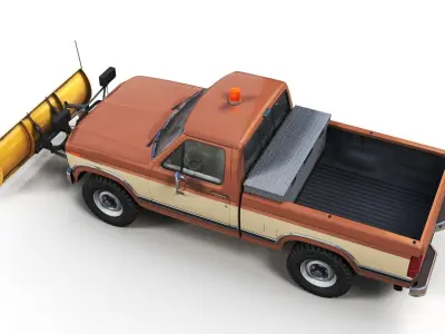 Snow plow pickup truck Low-poly 3D model