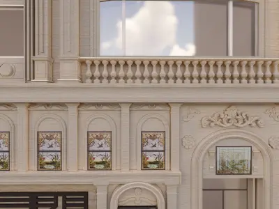 Classic stone facade-Building Classic Facade Element 3D model