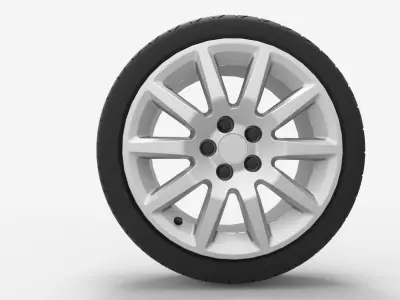Wheel 5x100 R16 Opel Rim with Kormoran UHP Tire 3D model