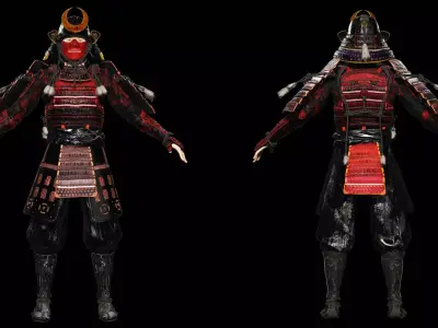 Realistic Samurai male Free low-poly 3D model