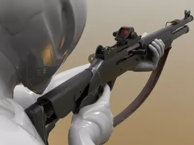 Shotgun m4 Fps - Tps Low-poly 3D model